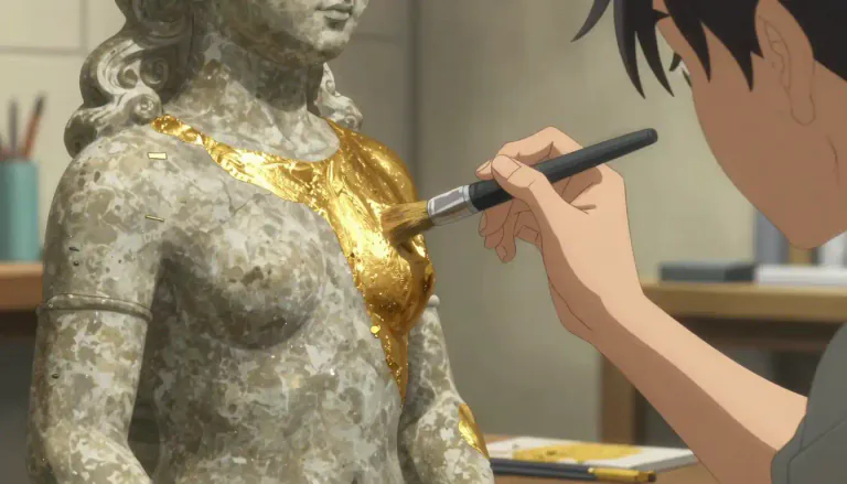 Visual representation of "gild" - To cover with a thin layer of gold.