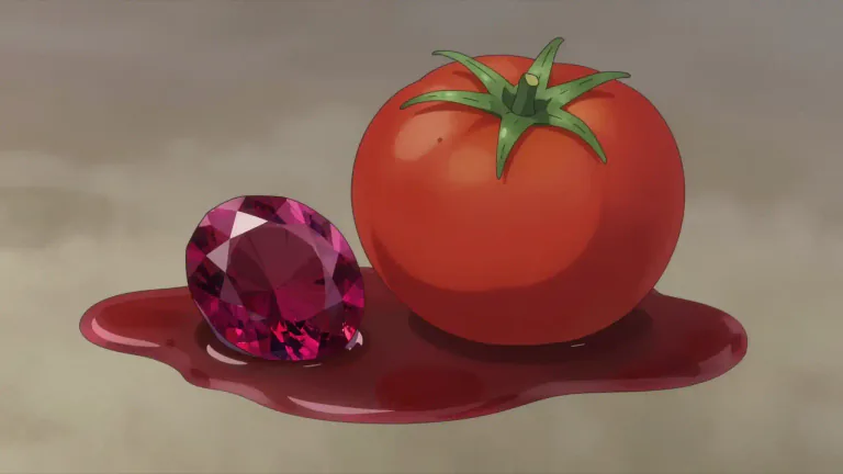 Visual representation of "red" - Of a color similar to that of blood, ripe tomatoes, or rubies