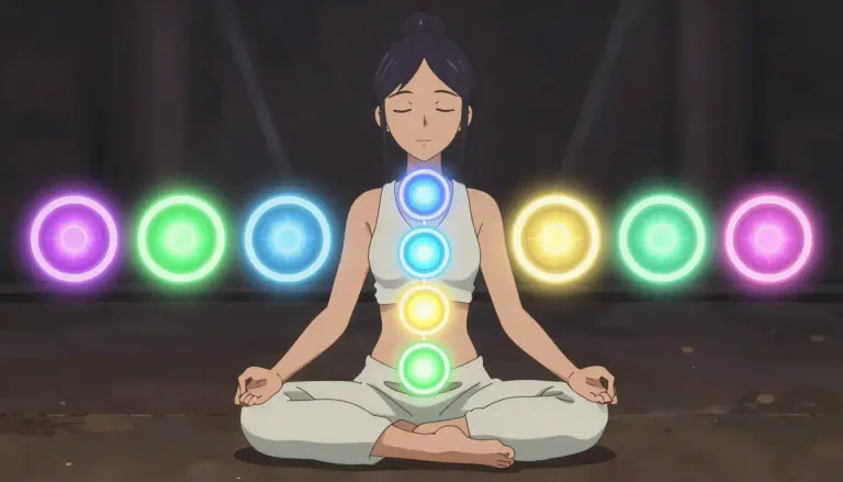 Visual representation of "chakra" - One of the seven centers of spiritual energy in the body, each associated with different physical, emotional, and spiritual aspects.