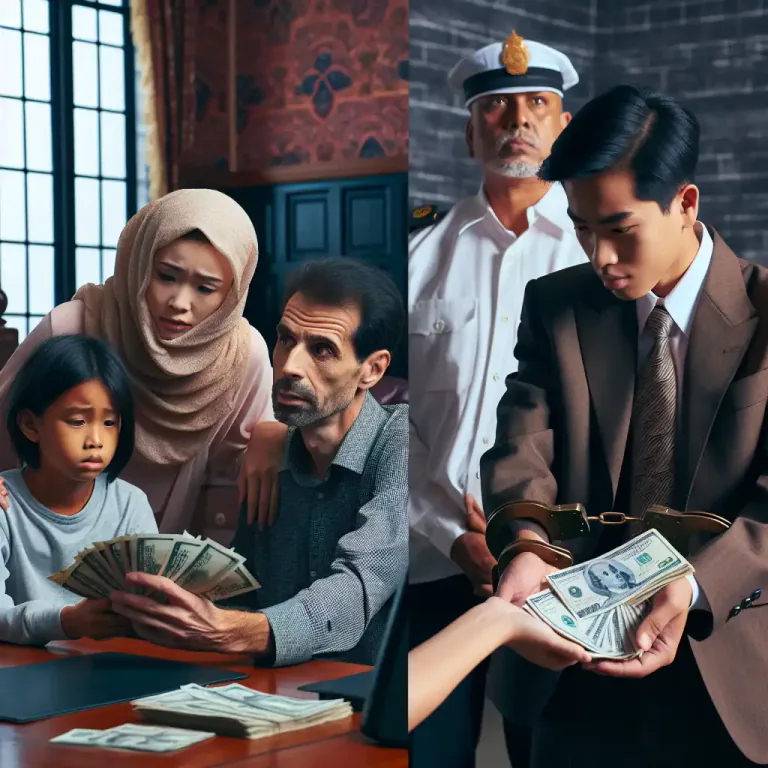 Visual representation of "bail" - To give money to a court in exchange for someone's release from prison while they wait for their trial.