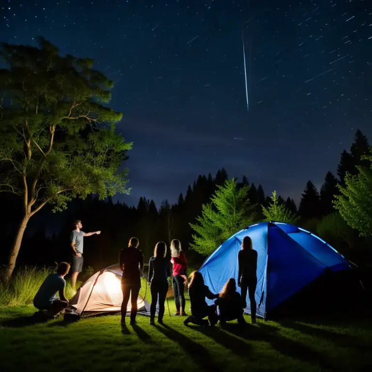 Visual representation of "camp out" - To sleep outdoors, usually in a tent