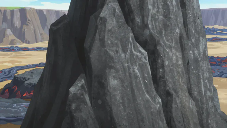 Visual representation of "andesite" - Andesite is a fine-grained volcanic rock that is intermediate in composition between basalt and rhyolite.
