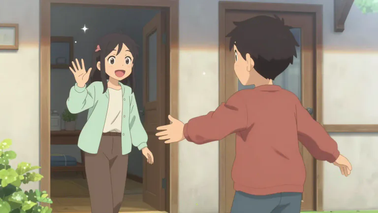 Visual representation of "greet" - To say hello or welcome to someone