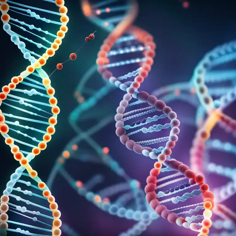 Visual representation of "gene" - A basic unit of heredity, made of DNA or RNA, that determines a natural feature or quality of an organism.