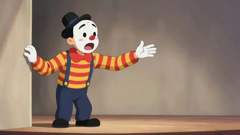 Visual representation of "mime" - A form of entertainment where actions are performed without words.