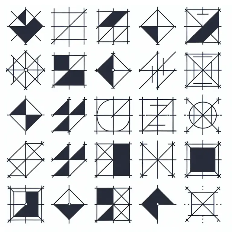 Visual representation of "rectilinear" - Represented by straight lines only, like in mathematical diagrams.