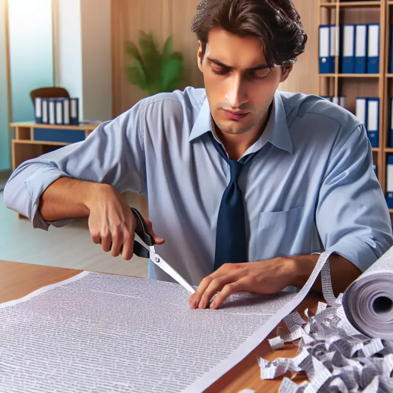 Visual representation of "excision" - The act of removing or deleting something from a document or record.