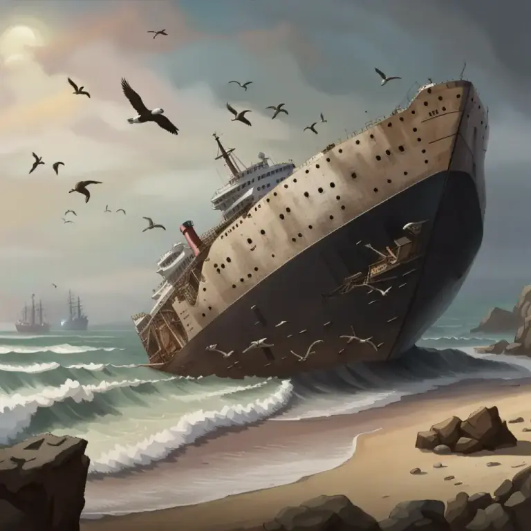 Visual representation of "strand" - When a vehicle becomes stuck on a beach or other place between land and water.