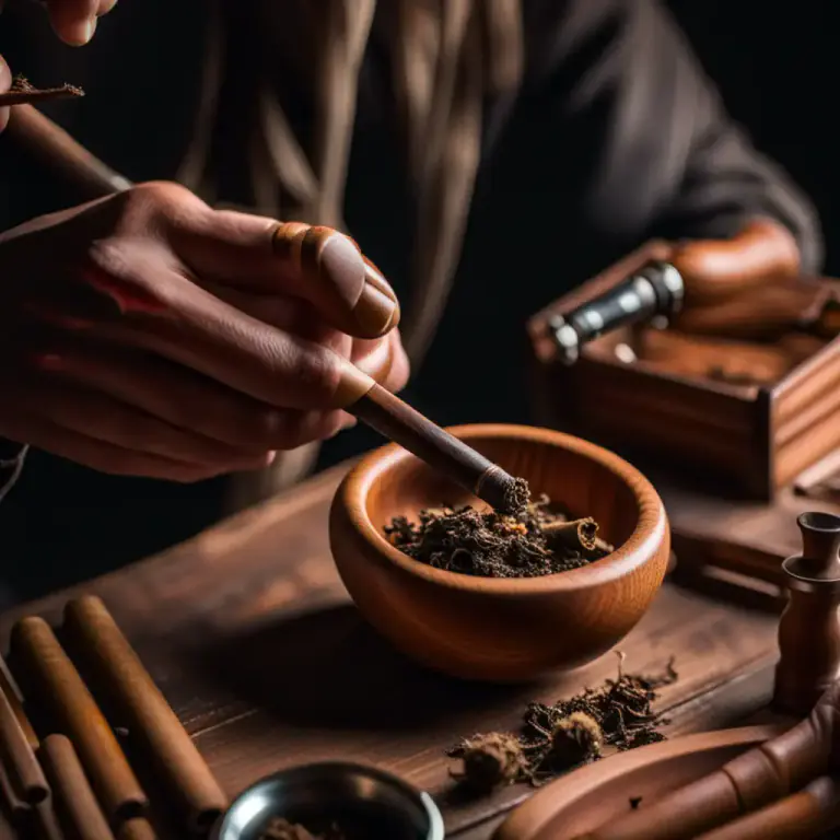 Visual representation of "tamp" - To impact or compress a substance, especially tobacco in a pipe.
