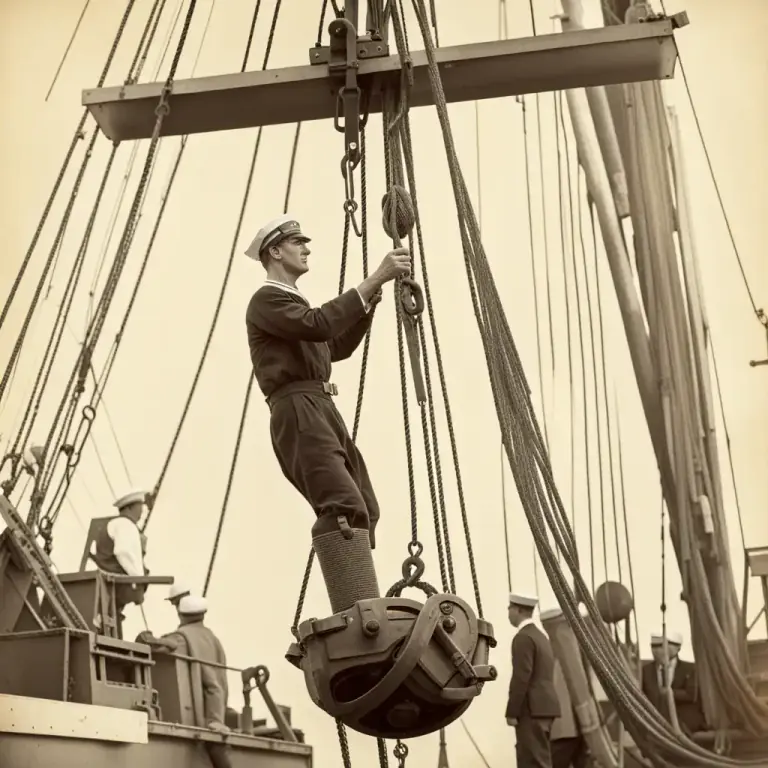 Visual representation of "burton" - A large pulley or similar piece of equipment used in ships.