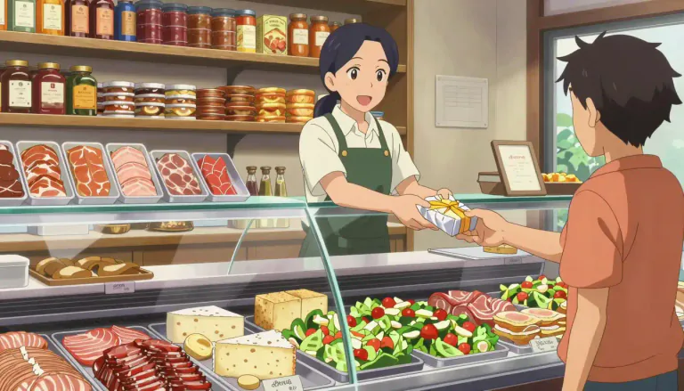 Visual representation of "delicatessen" - A store selling ready-to-eat food items such as prepared salads or meats.