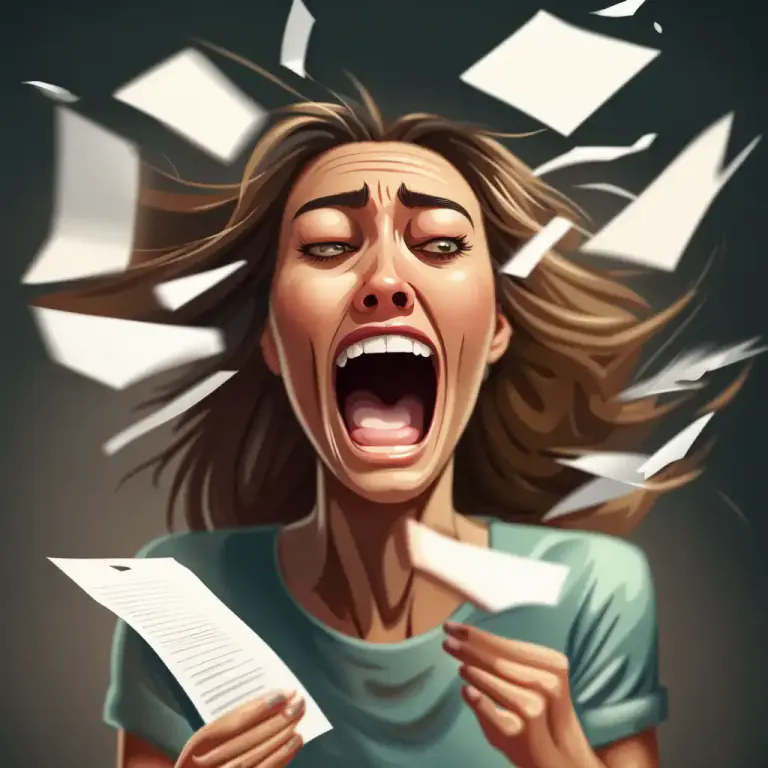 Visual representation of "have hysterics" - To extreme emotional reaction such as panic, laughing or crying.