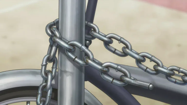 Visual representation of "chain" - A series of linked metal rings used for fastening or securing objects and pulling or supporting loads.