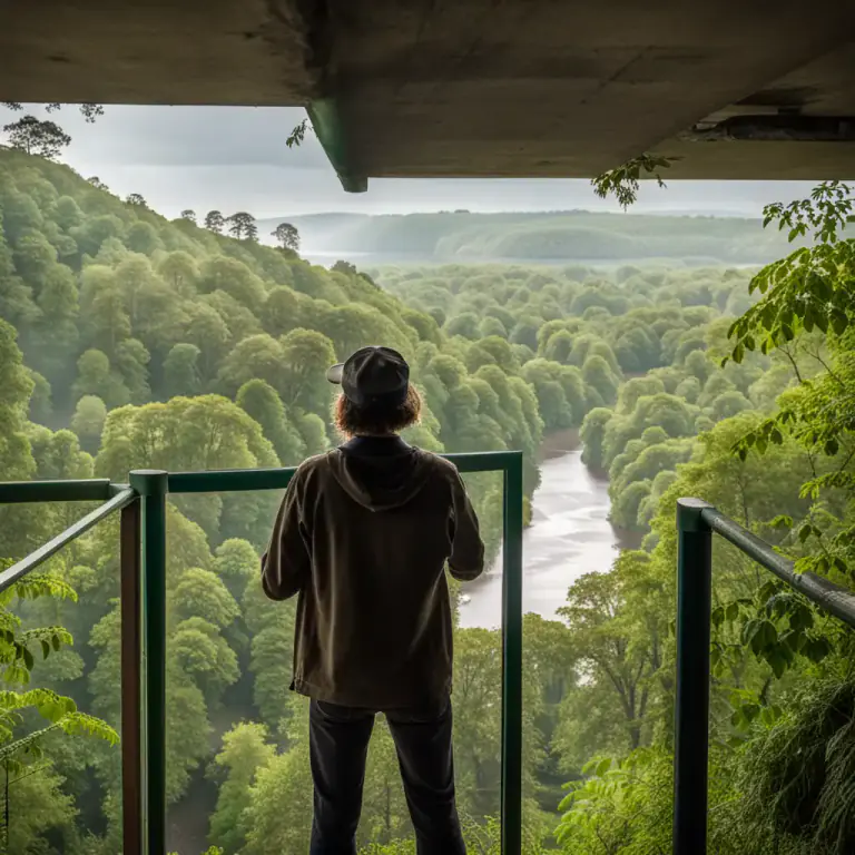 Visual representation of "look out" - A place from which to keep watch or view landscape.