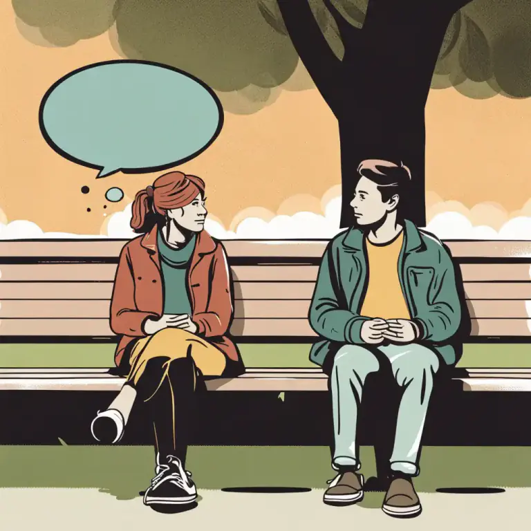 Visual representation of "strike up" - To start a conversation with someone.