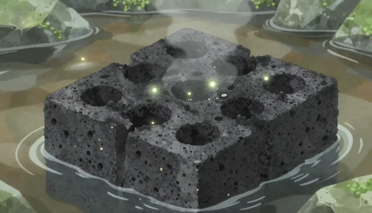 Visual representation of "adsorb" - To collect a substance from a surrounding medium and hold it on a surface.