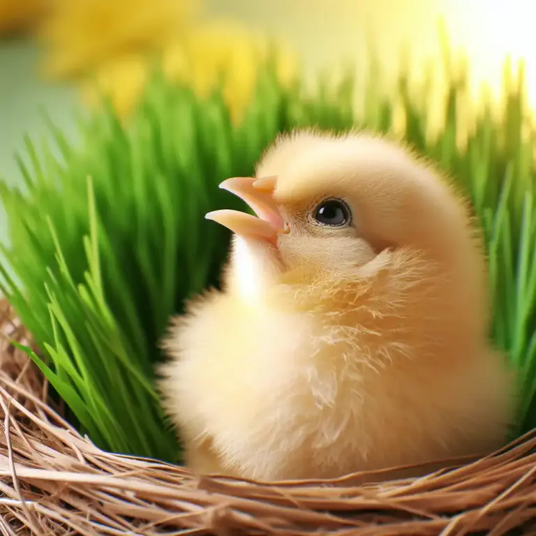 Visual representation of "cheep" - To make a light, high-pitched sound like a baby bird.
