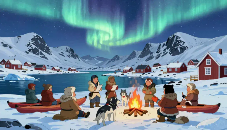 Visual representation of "greenlandic" - Relating to Greenland, its people, or their language.