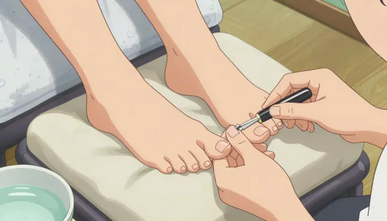 Visual representation of "pedicure" - The care and treatment of the feet and toenails, mainly to make them look better.