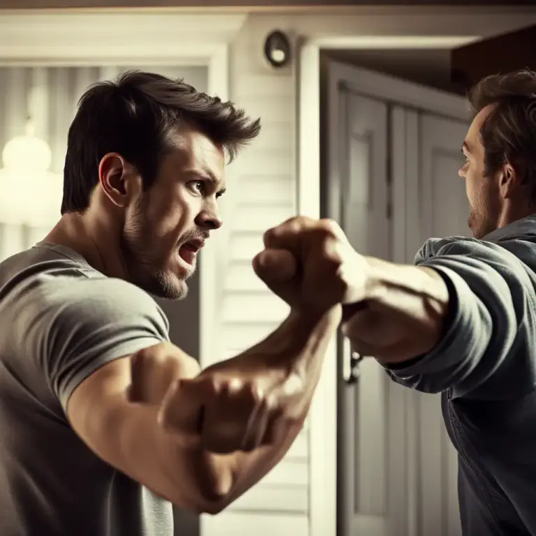 Visual representation of "punch out" - To hit someone with a fist