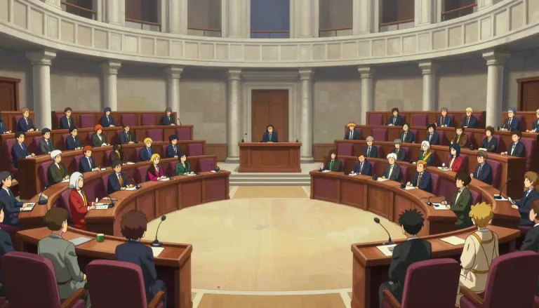 Visual representation of "bicameral" - Having two branches, chambers, or houses, as a legislative body.