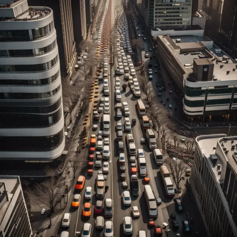 Visual representation of "be in a jam" - To be in a crowded or congested place or situation
