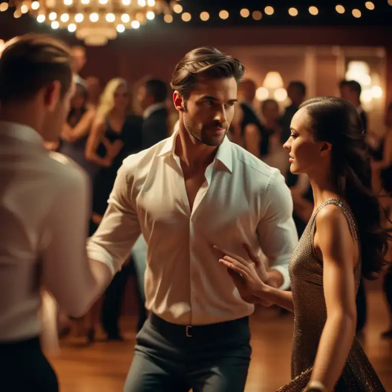 Visual representation of "cut in" - To join a dance that is already going on by claiming one of the partners
