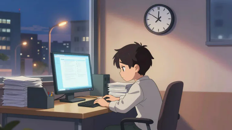 Visual representation of "overtime" - Extra time that you work after your usual working hours.