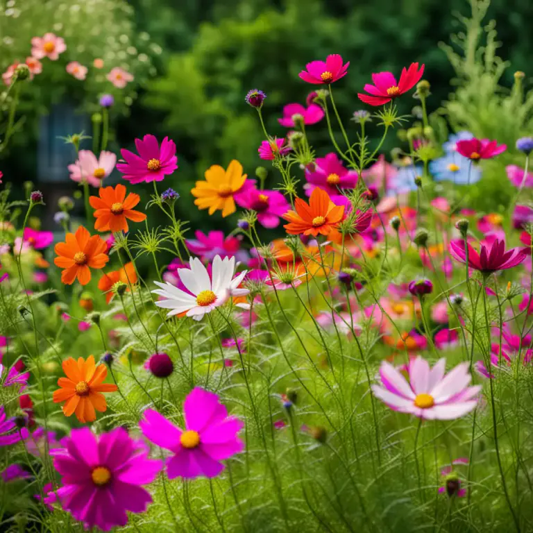 Visual representation of "cosmos" - A kind of plant with bright flowers