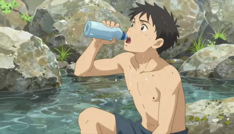 Visual representation of "thirstily" - In a way that shows a strong desire for drink.