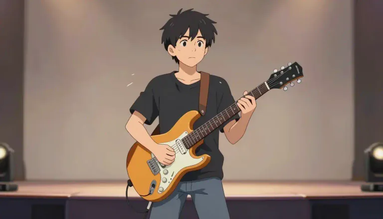 Visual representation of "guitarist" - A person who plays the guitar.
