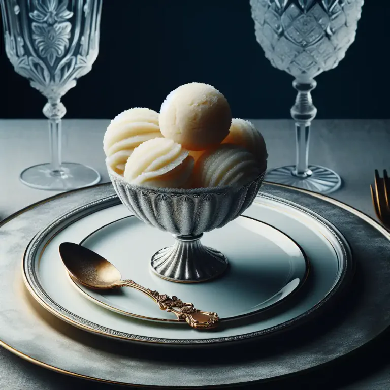 Visual representation of "sorbet" - In French cuisine, a type of cold soup served as a cleanser between heavy courses during a meal.