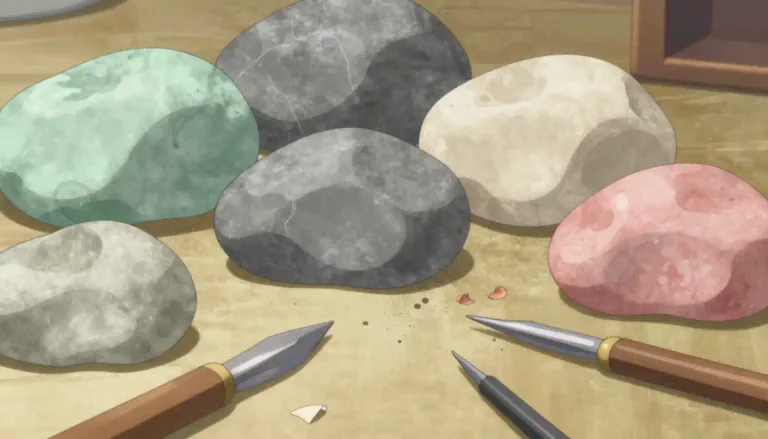 Visual representation of "soapstone" - A soft kind of rock that comes in different colors, often used to make things