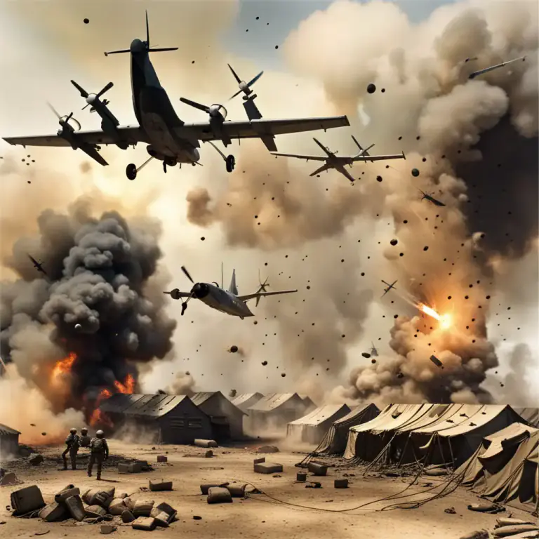 Visual representation of "strike" - A military attack