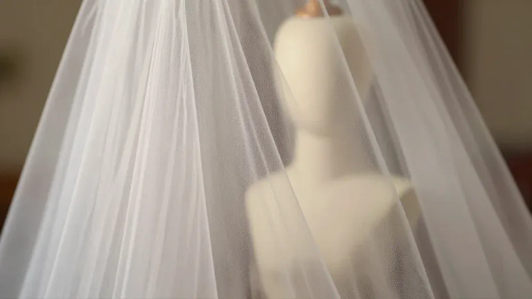 Visual representation of "tulle" - A kind of thin, soft, and see-through cloth, often used to make veils and dress decorations.