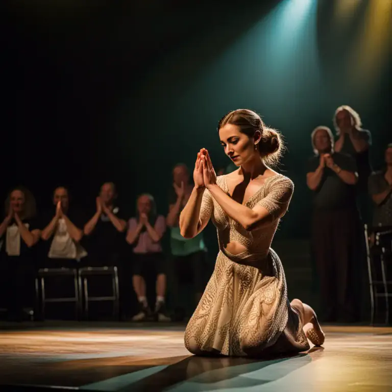 Visual representation of "curtsy" - To lower your body briefly by bending one knee to the ground, typically in respect or to express a greeting or acknowledgement.