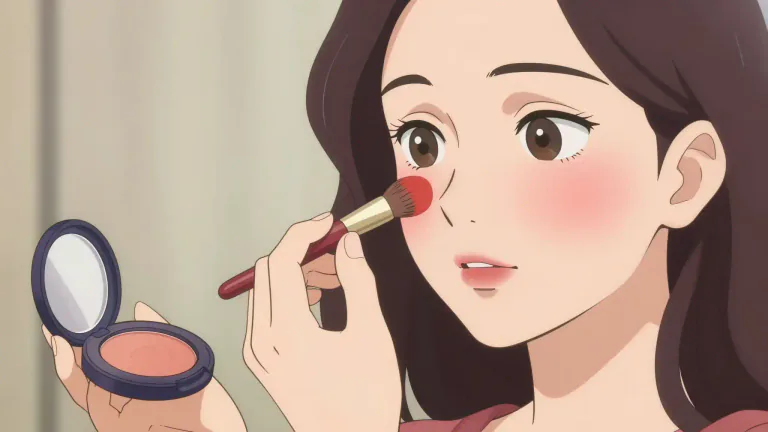 Visual representation of "rouge" - A red or pink cosmetic used to color the cheeks or lips.