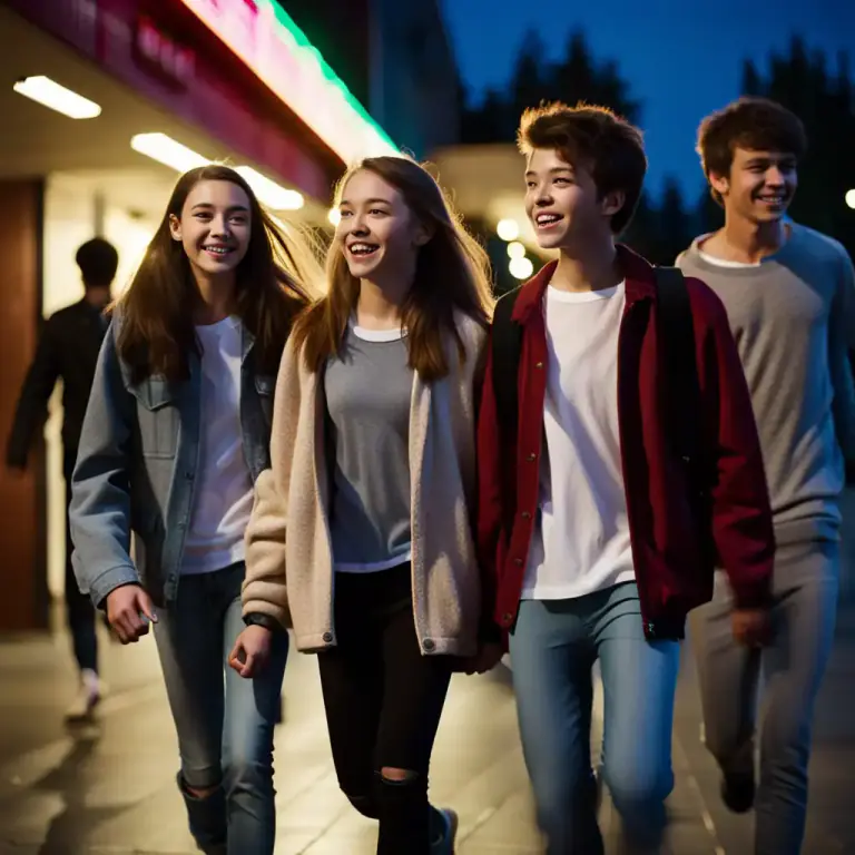 Visual representation of "squad" - A group of friends who regularly hang out together.