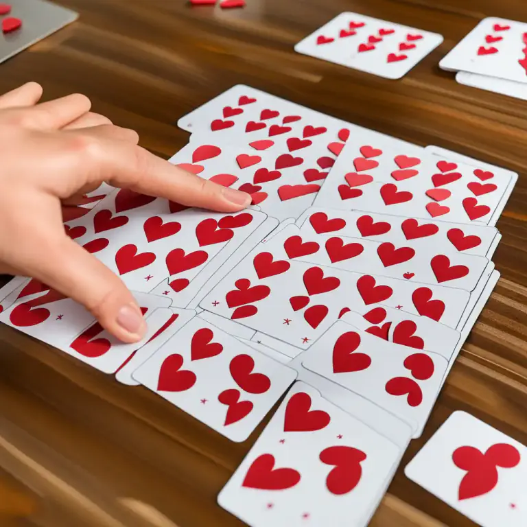 Visual representation of "build" - In card games, to add cards to complete a set
