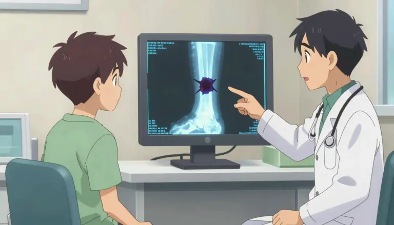 Visual representation of "osteosarcoma" - Osteosarcoma is a malignant tumor that originates in the bone, primarily affecting younger individuals.