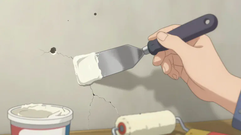 Visual representation of "spackle" - A type of paste used for filling holes, cracks, or imperfections in walls and ceilings before painting.