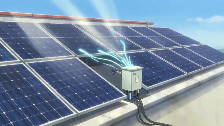 Visual representation of "photovoltaics" - Photovoltaics is a technology that uses solar cells to convert sunlight directly into electricity.