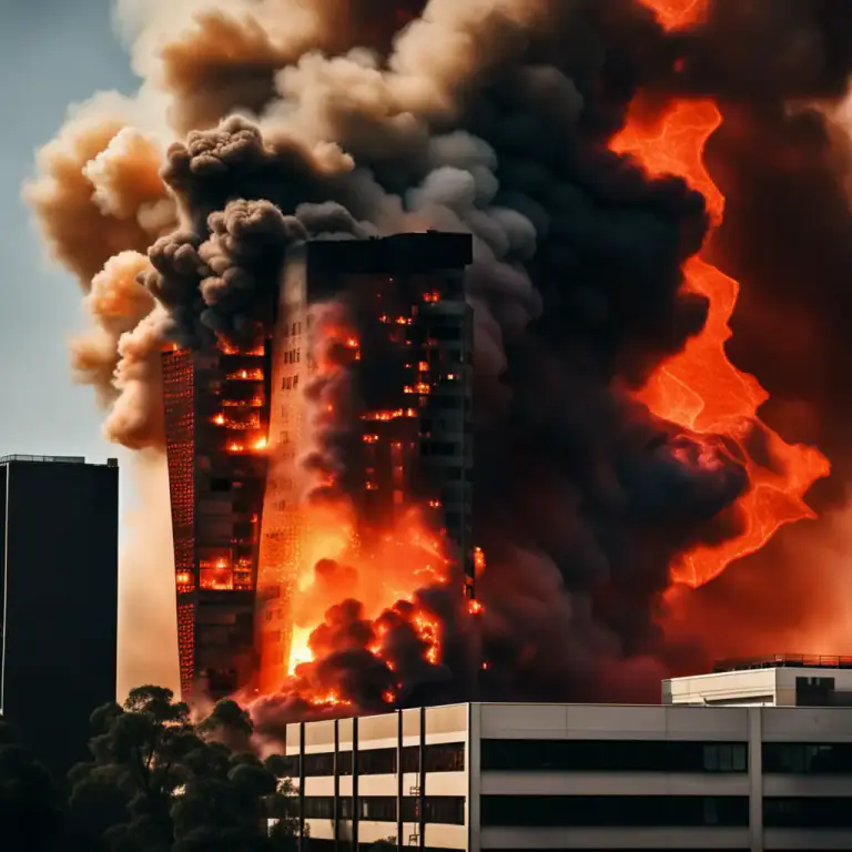 Visual representation of "go up" - be destroyed by fire