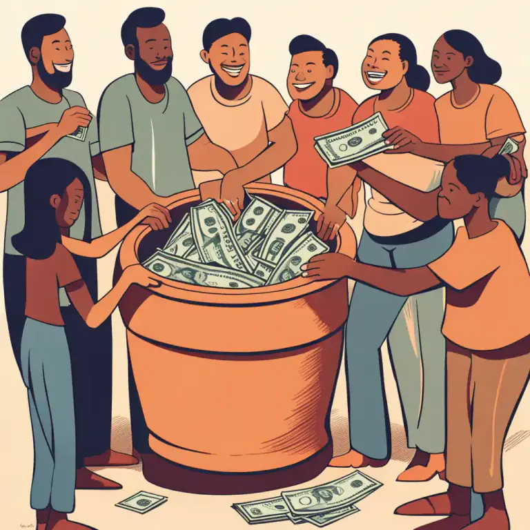 Visual representation of "pay your way" - To contribute or pay proportionally.