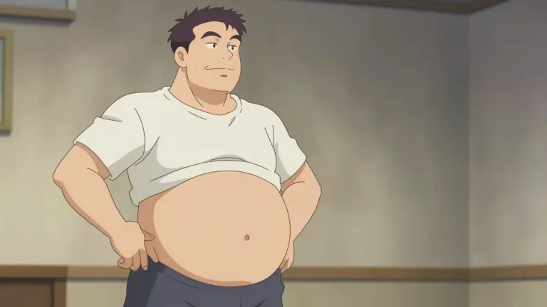 Visual representation of "paunch" - A large and protruding belly; fat stomach.