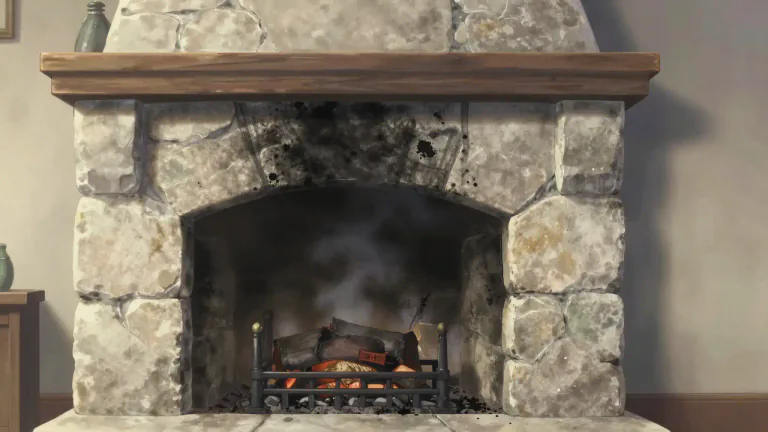 Visual representation of "sooty" - Covered with or similar to soot, a black substance produced by burning wood or coal.