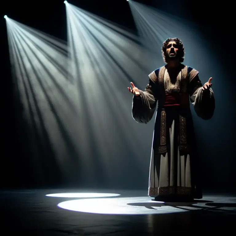 Visual representation of "tirade" - In literature, a tirade is a long and intense speech by a character in a play, expressing their thoughts.