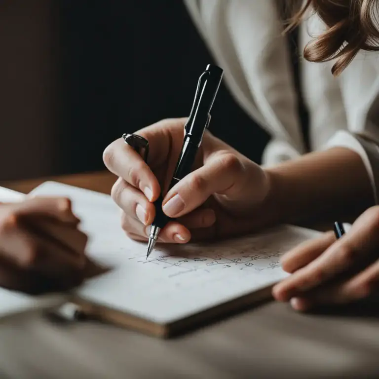 Visual representation of "write down" - To note something on a piece of paper.