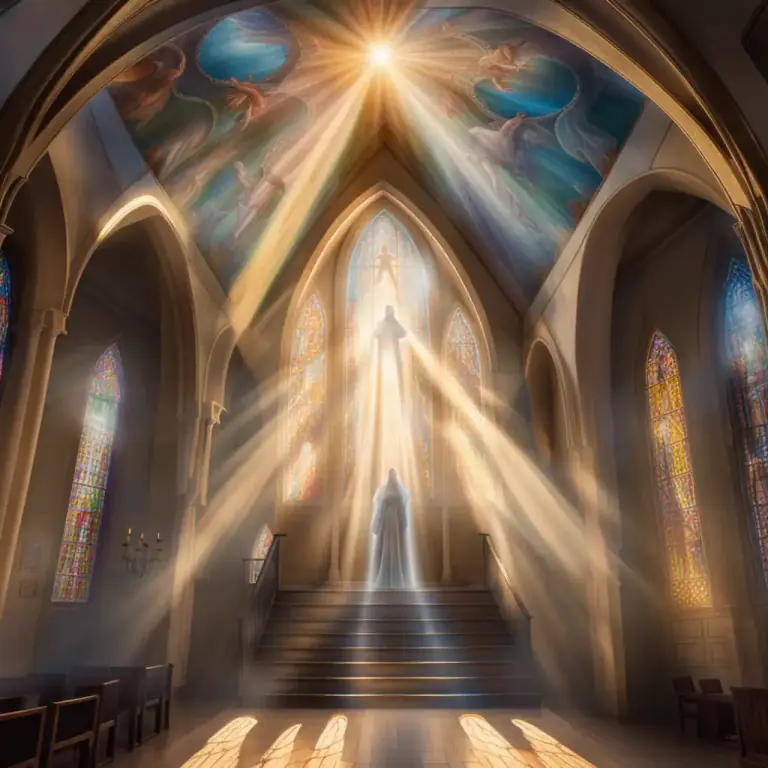 Visual representation of "visitation" - A visit by a divine or supernatural being