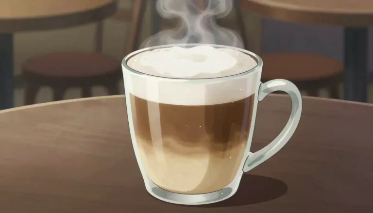 Visual representation of "latte" - A type of coffee drink that consists of a shot of espresso mixed with steamed milk and topped with foam.